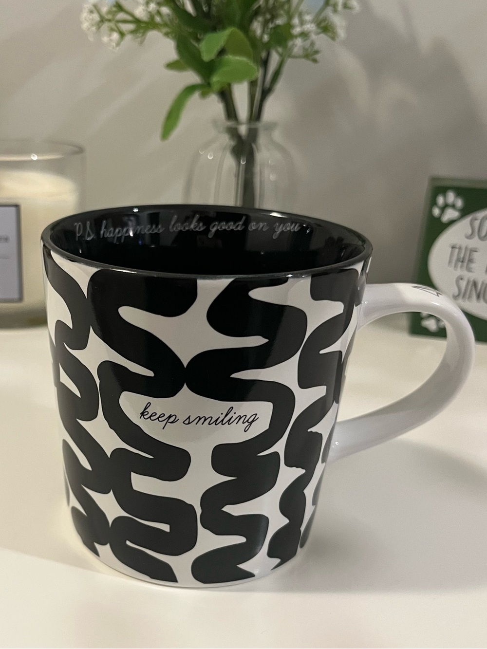 NWOT Black & White Patterned Ceramic Mug